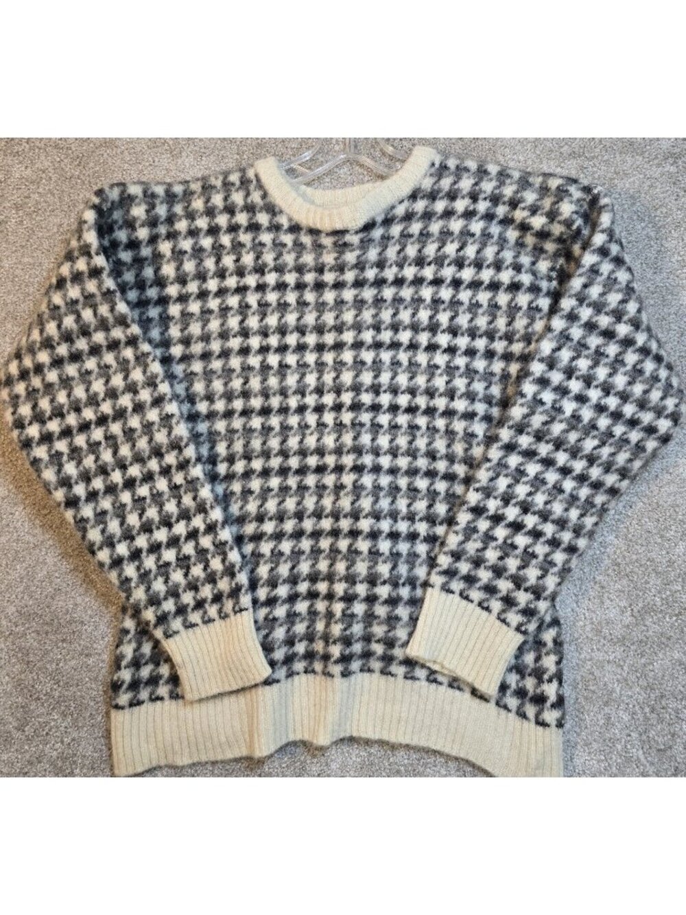 Ireland Heavy 100% Wool Sweater Herringbone Pullover Classic Outdoor Women's S